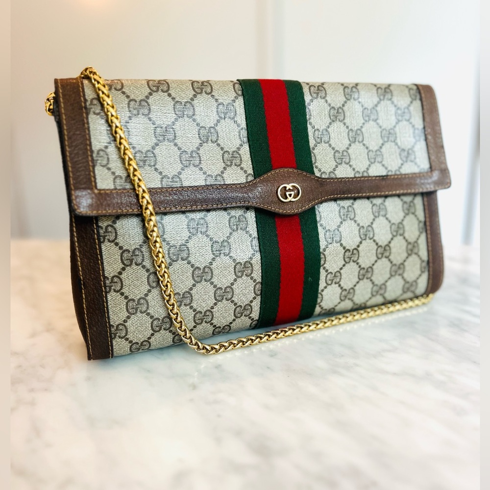 Gucci Sherryline Vintage Clutch Pouch Bag with Unbranded Strap
